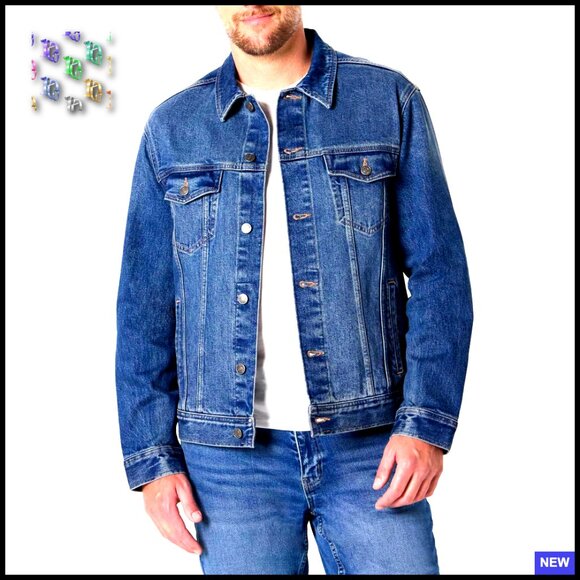 Men's Regular Fit Denim Jacket Classic Trucker Style Heavyweight Low Stretch